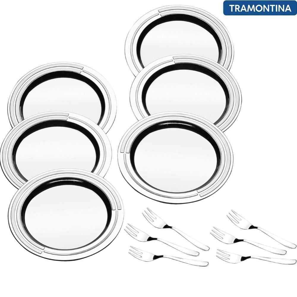 Tramontina ciclo cake set 12pcs (6 dishes + 6 frok)